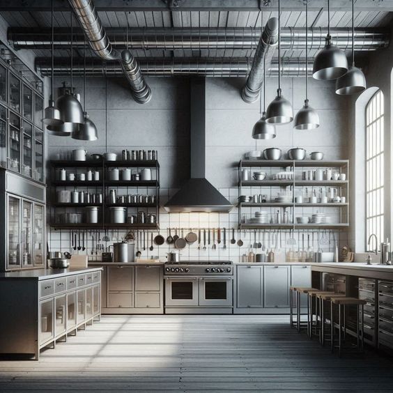 Commercial kitchen scene